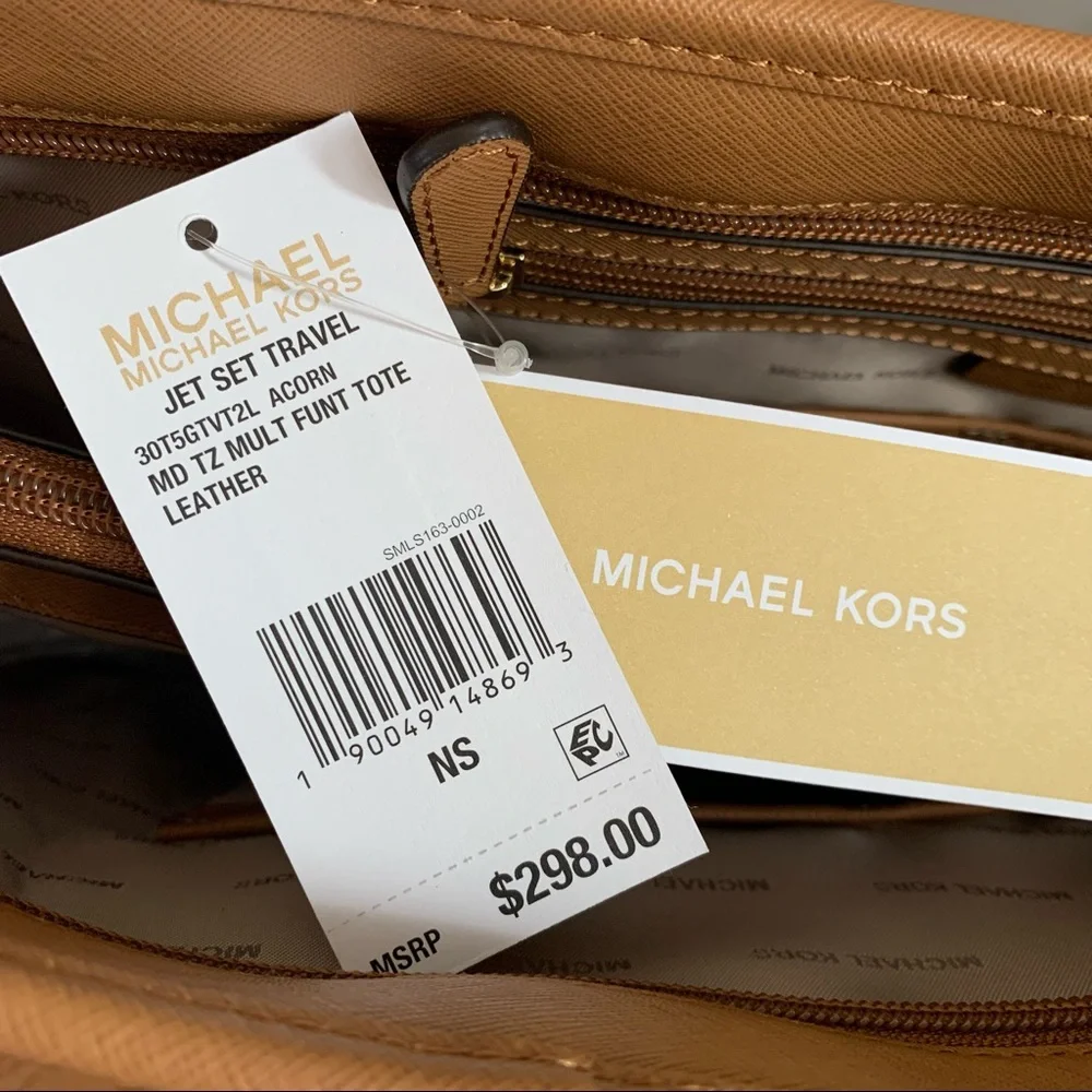 NWT Michael Kors Acorn Jet Set Travel Multi Function Leather Tote - Picture 4 of 15